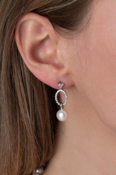 Yoko London South Sea Pearl and Diamond Earrings in 18 Karat White Gold