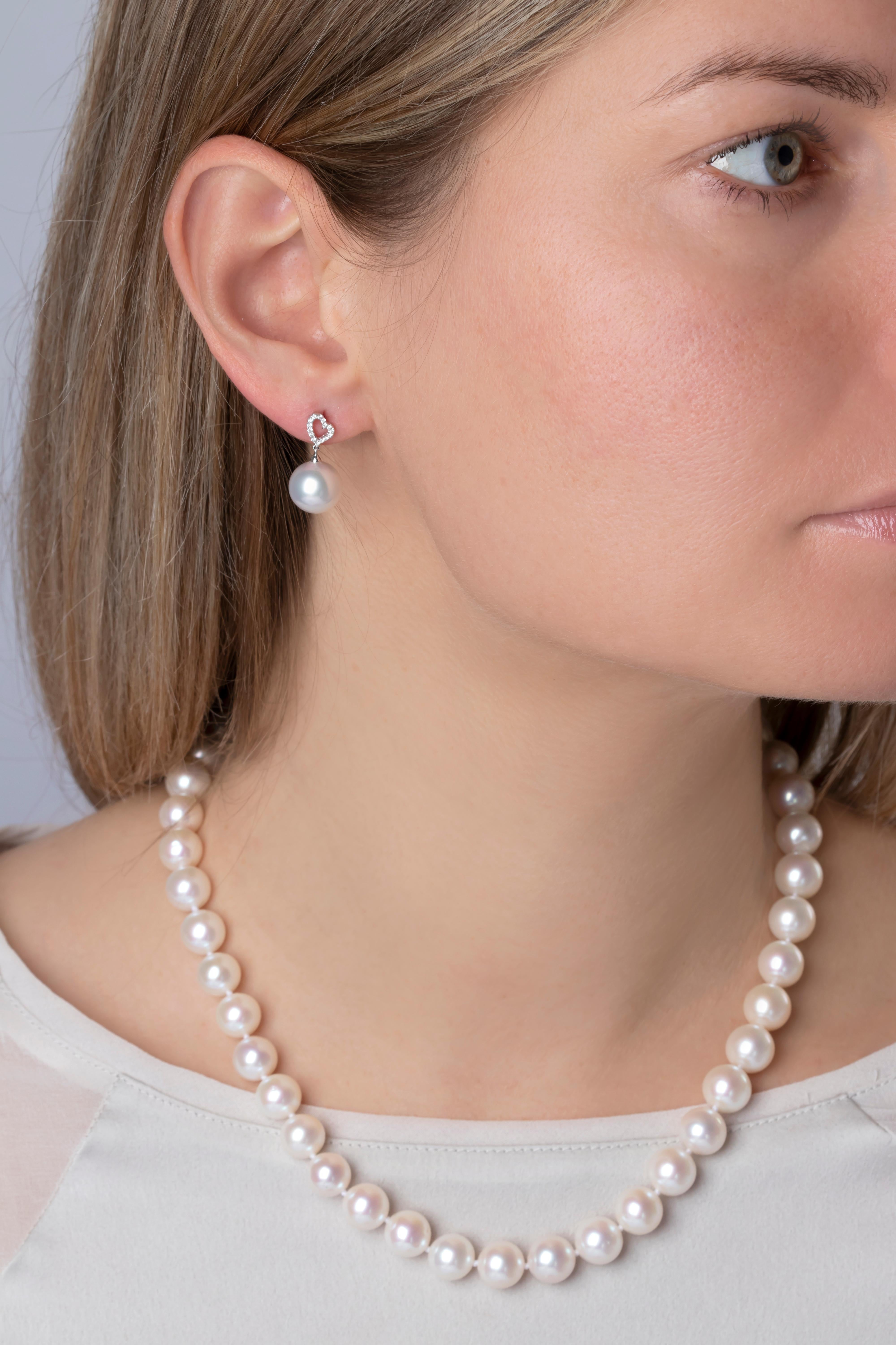 Contemporary Yoko London South Sea Pearl and Diamond Earrings in 18 Karat White Gold For Sale