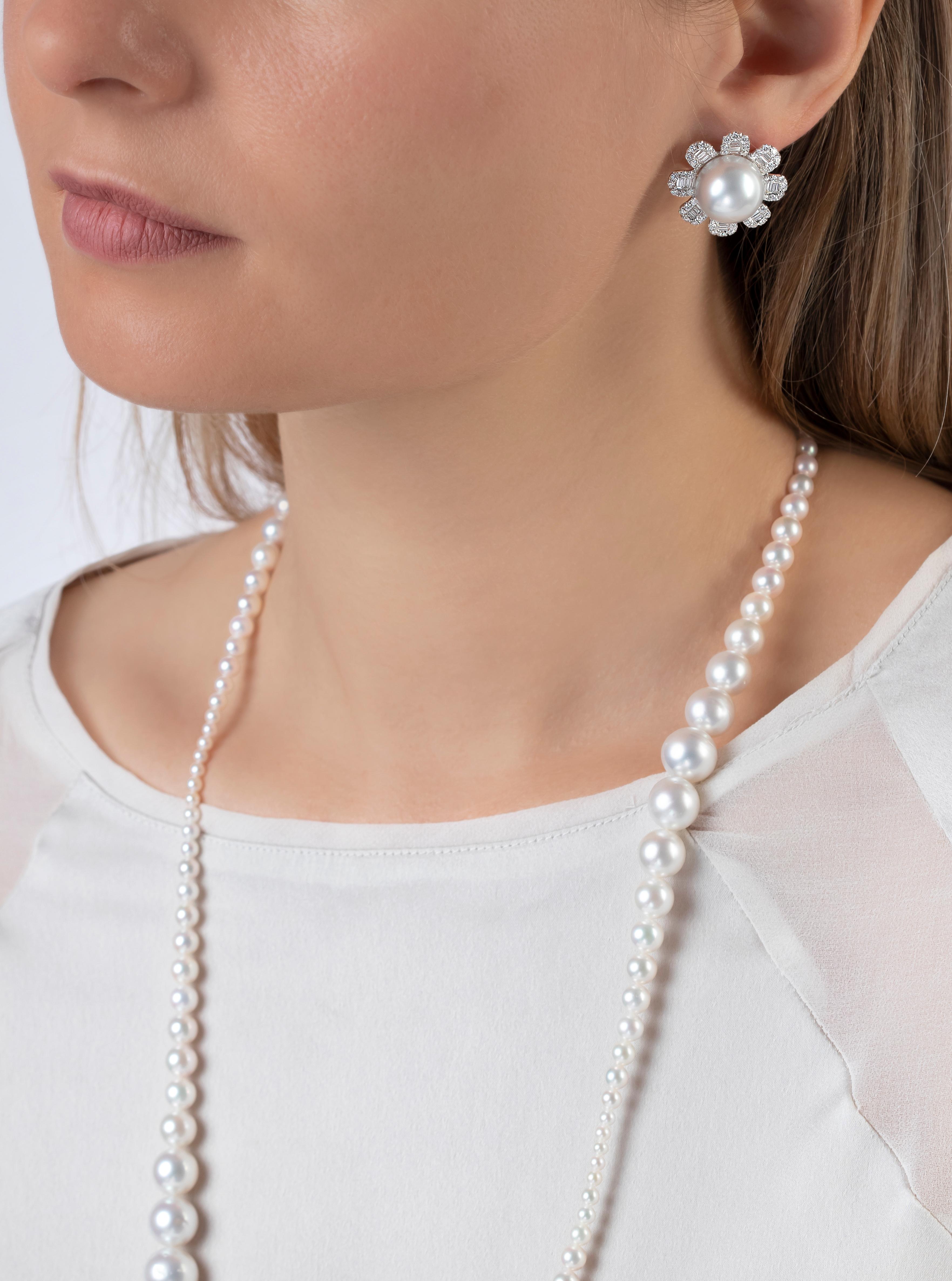Contemporary Yoko London South Sea Pearl and Diamond Earrings in 18 Karat White Gold