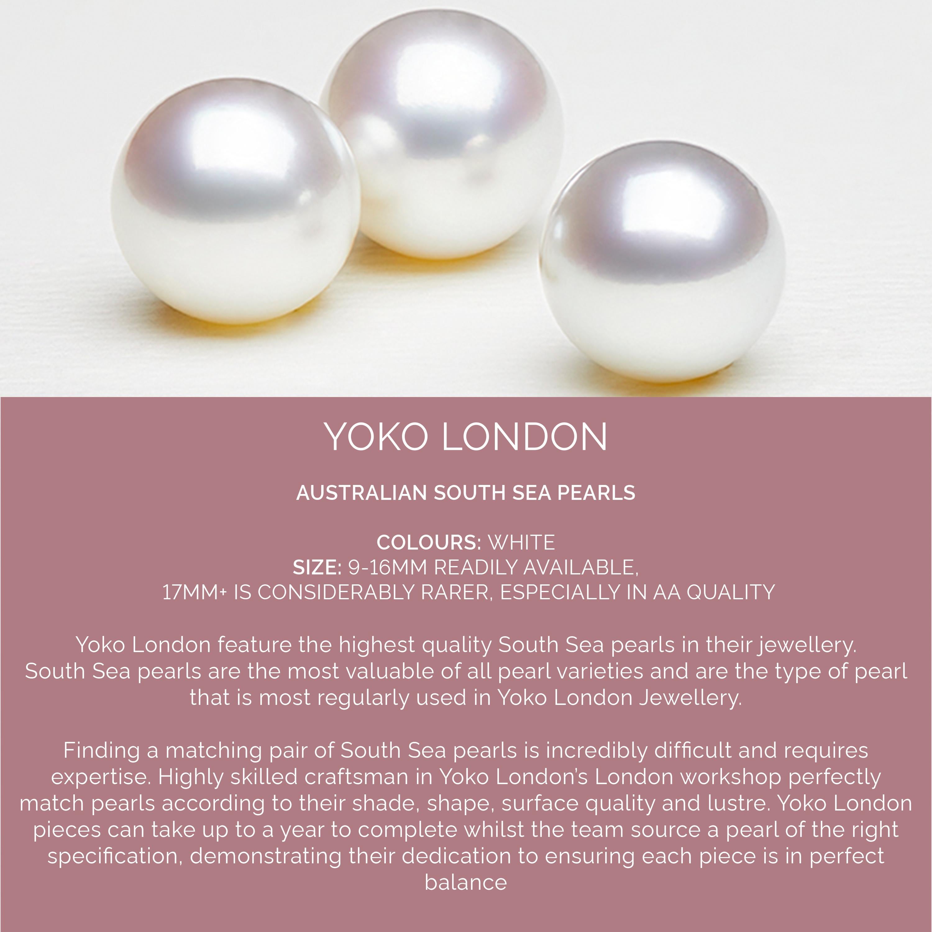 Round Cut Yoko London South Sea Pearl and Diamond Earrings in 18 Karat White Gold For Sale