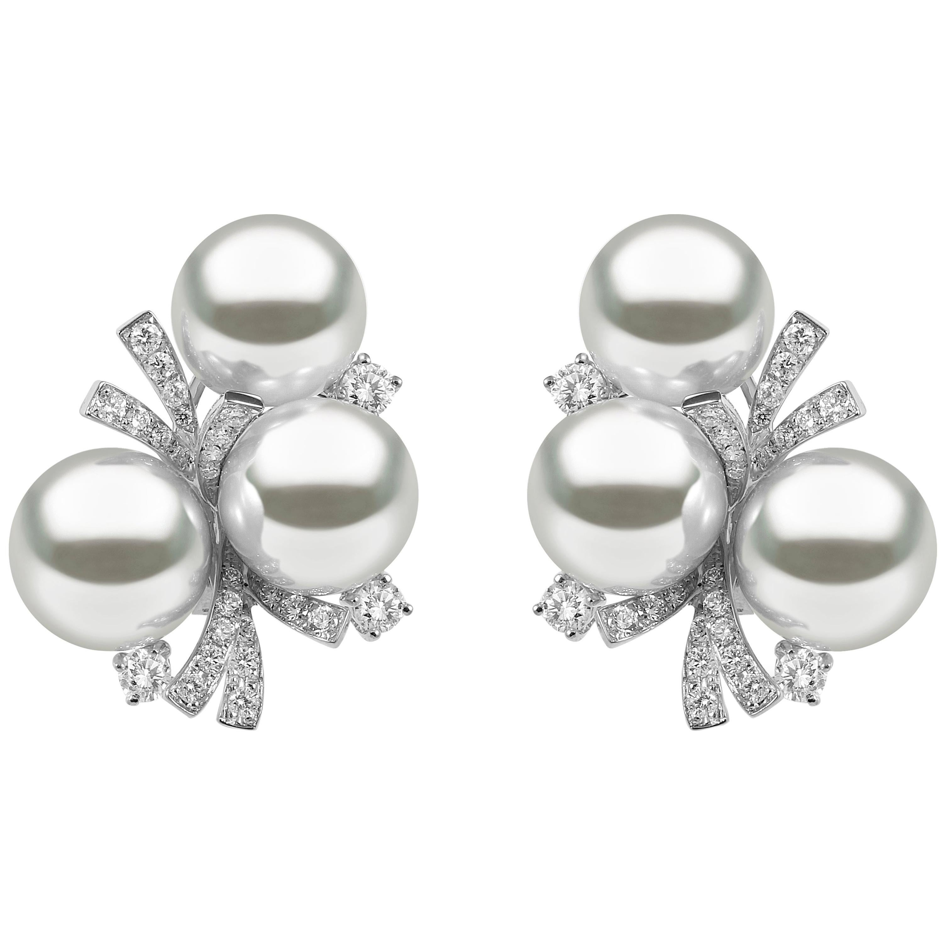Yoko London Boucles d
oreilles en or blanc 18 carats avec perles des mers du Sud et diamants