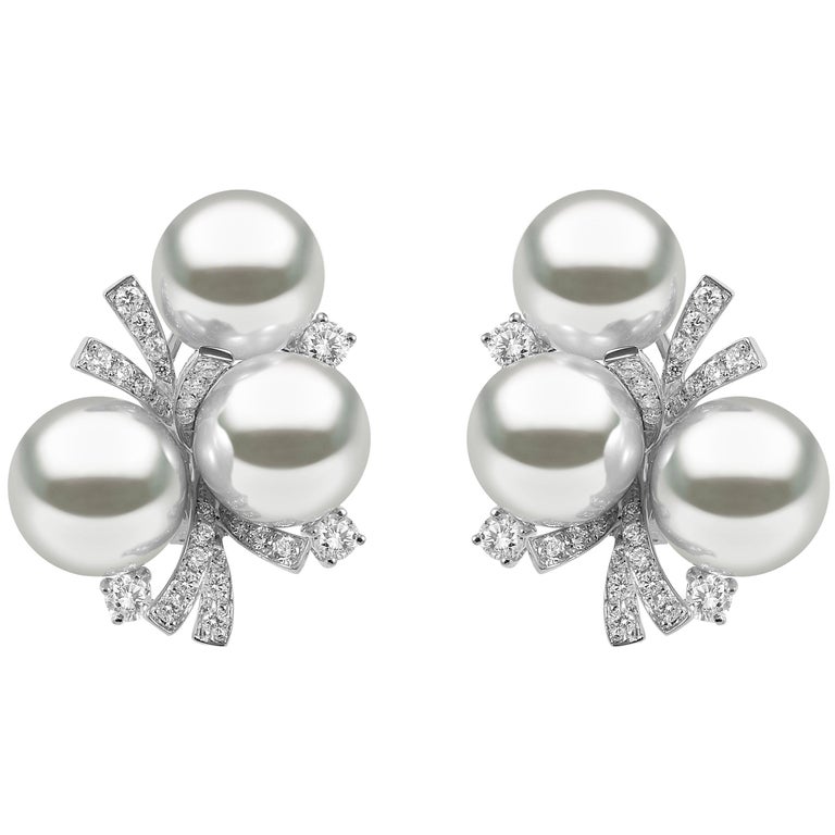 Yoko London South Sea Pearl and Diamond Earrings in 18 Karat White Gold at  1stDibs | mikimoto bubble earrings, yoko pearls, mikimoto bubbles earrings