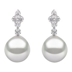 Yoko London South Sea Pearl and Diamond Earrings in 18 Karat White Gold