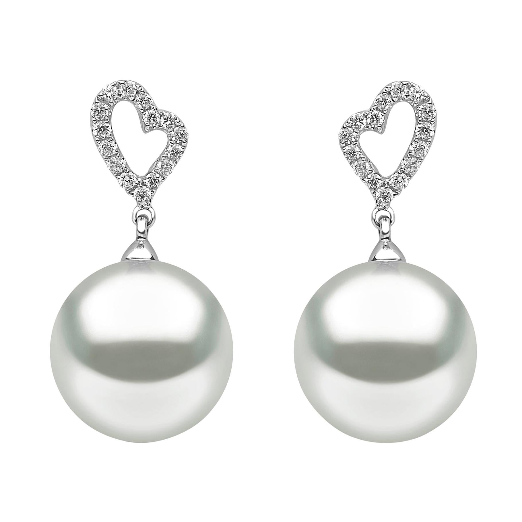 Yoko London Boucles d'oreilles en or blanc 18 carats avec perles des mers du Sud et diamants