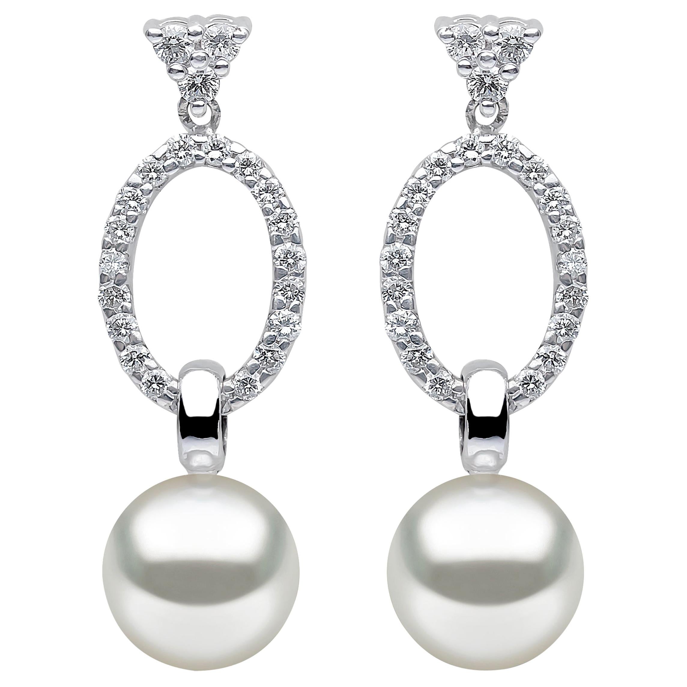 Yoko London South Sea Pearl and Diamond Earrings in 18 Karat White Gold