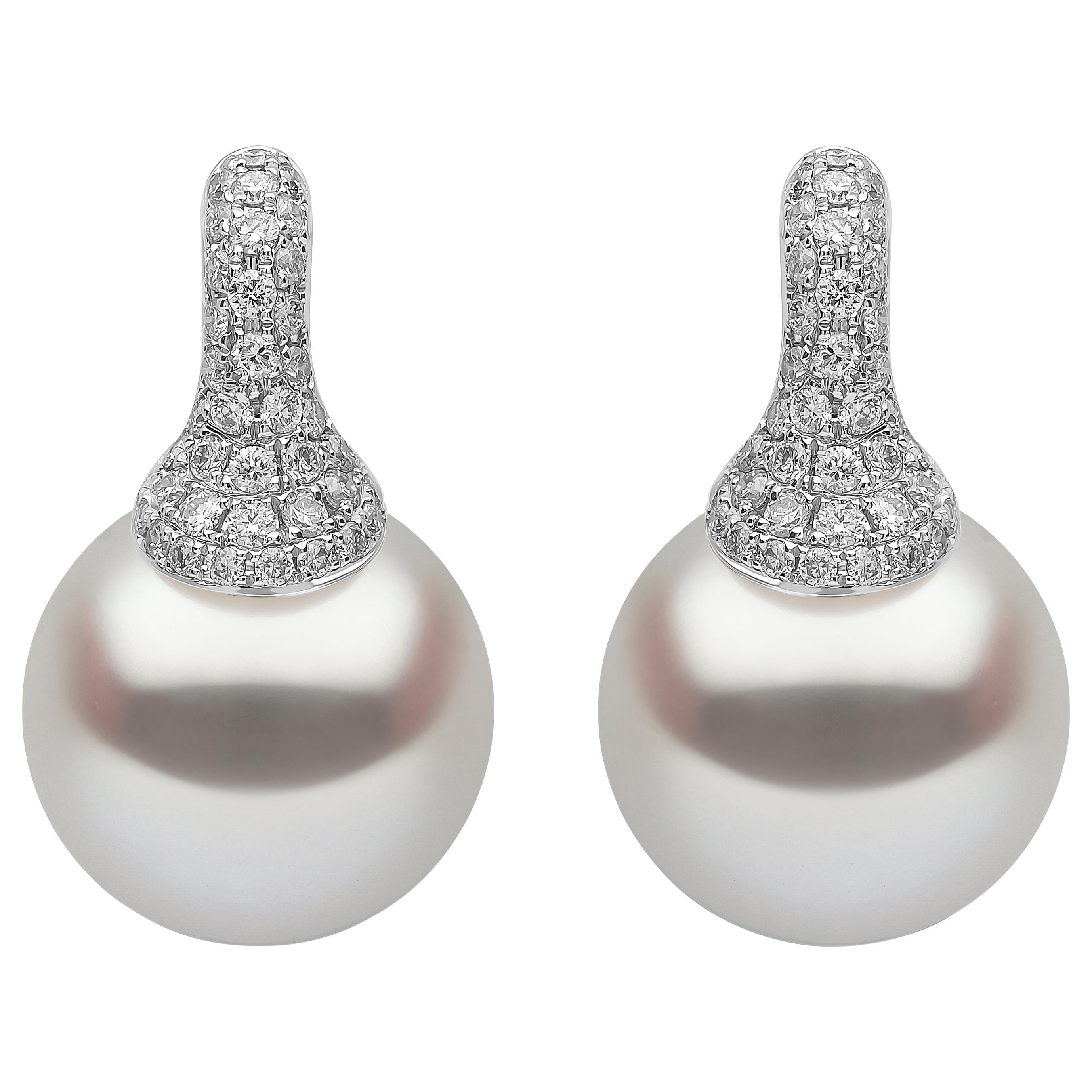 Yoko London South Sea Pearl and Diamond Earrings in 18 Karat White Gold