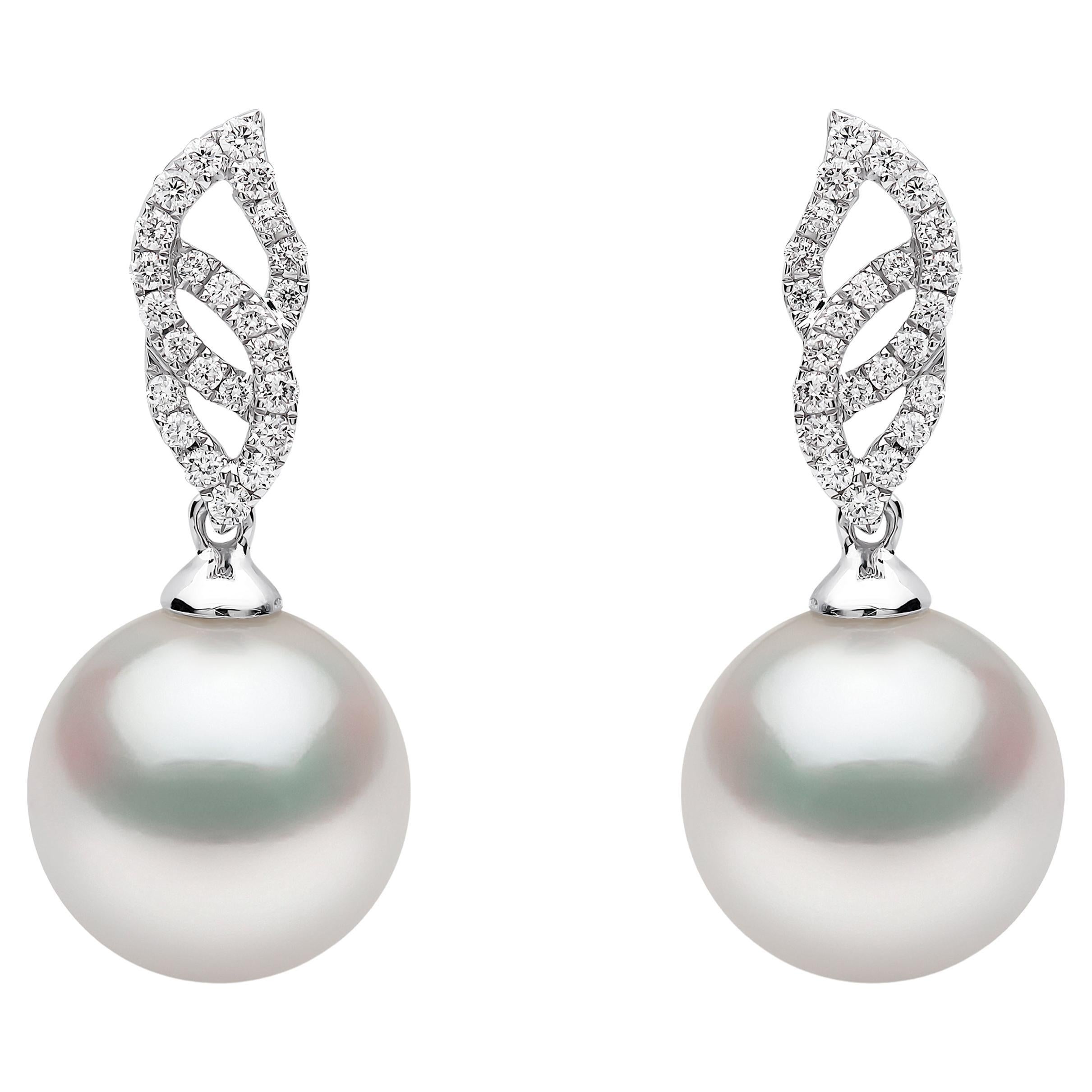 Yoko London South Sea Pearl and Diamond Earrings in 18 Karat White Gold