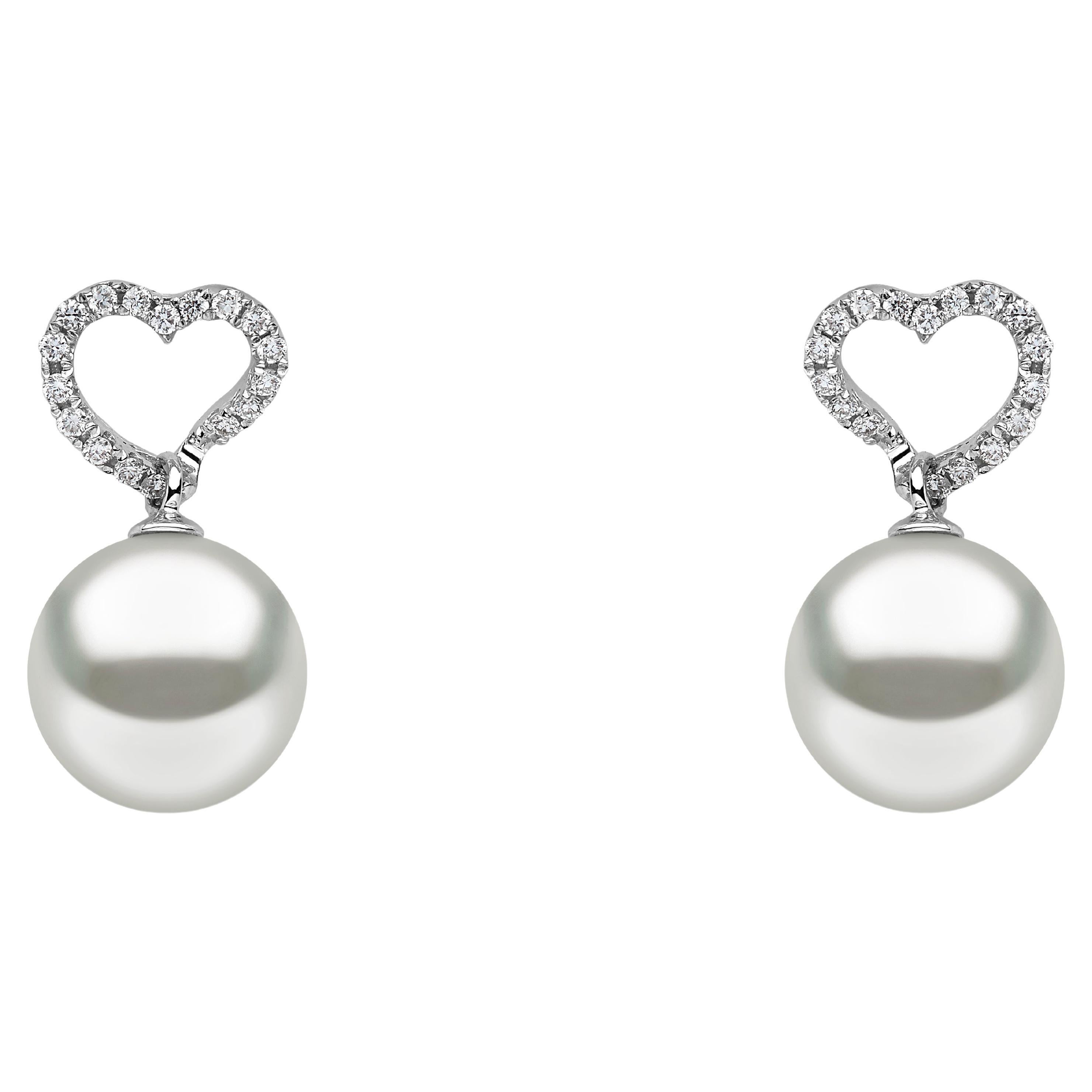 Yoko London South Sea Pearl and Diamond Earrings in 18 Karat White Gold For Sale