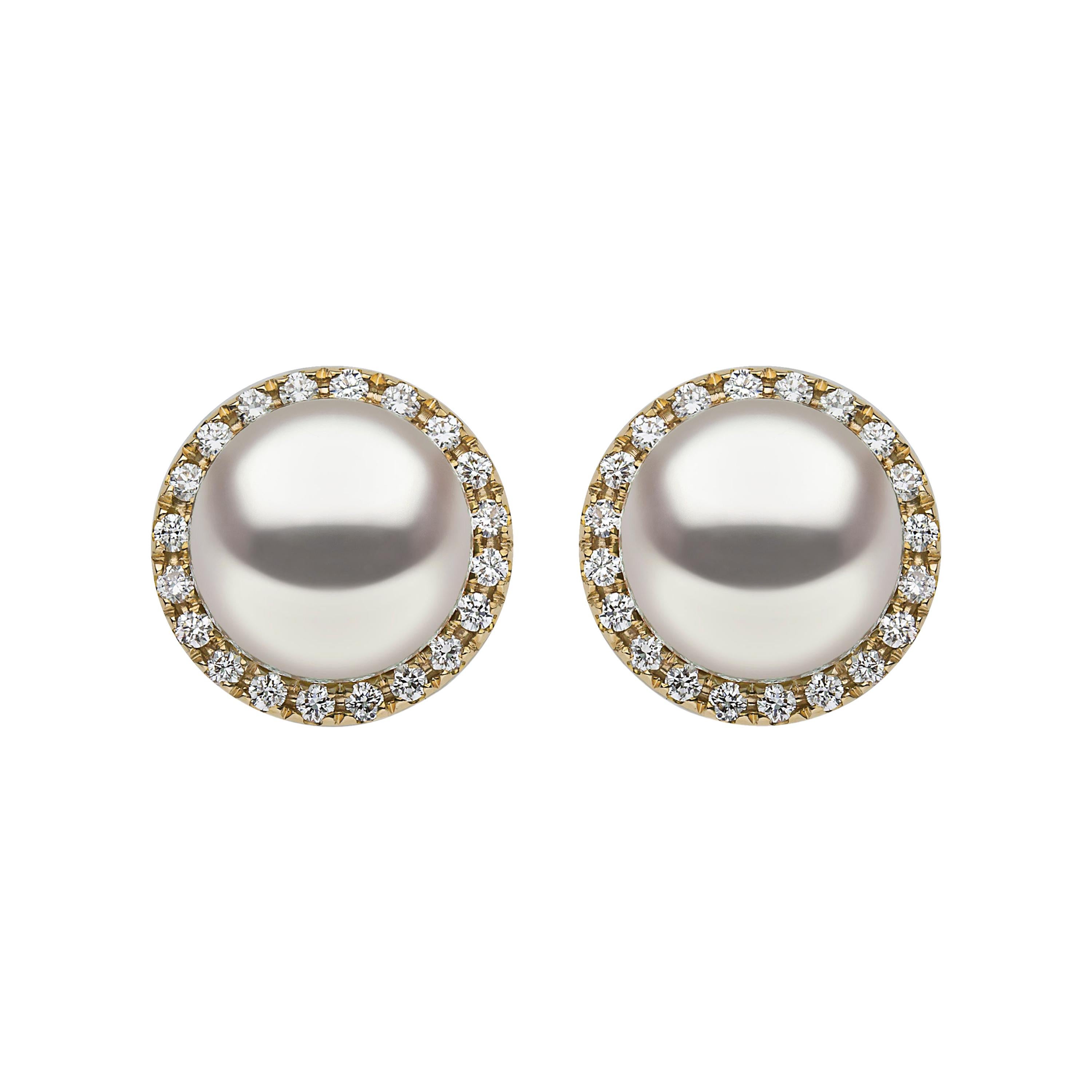 Yoko London South Sea Pearl and Diamond Earrings in 18 Karat Yellow Gold