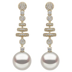 Yoko London Boucles d'oreilles en or jaune 18 carats avec perles des mers du Sud et diamants