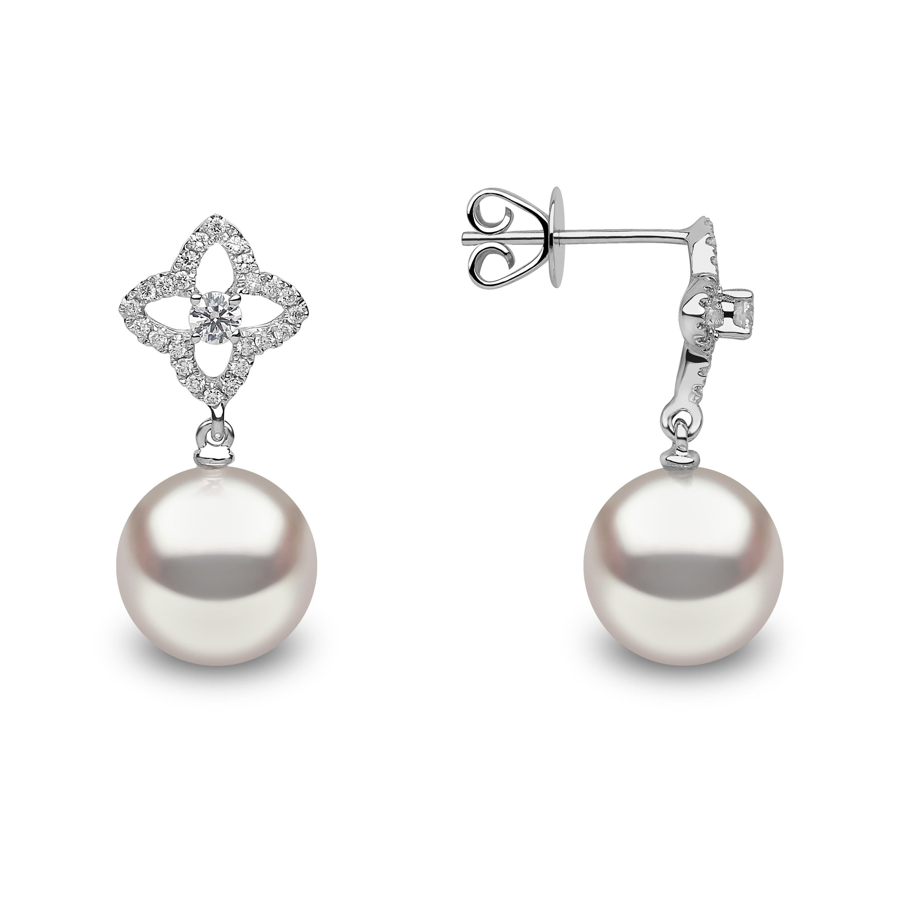 Modern Yoko London South Sea Pearl and Diamond Earrings in 18K White Gold