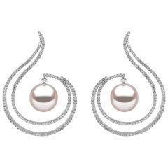 Yoko London South Sea Pearl and Diamond Earrings Set in 18 Karat White Gold