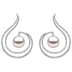 Yoko London Boucles d'oreilles en or blanc 18 carats serties de perles des mers du Sud et de diamants