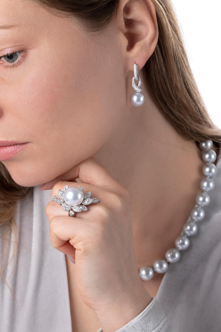 Yoko London South Sea Pearl and Diamond Hoop Earrings in 18 Karat White  Gold For Sale at 1stDibs | yoko pearls, south sea pearl hoop earrings, pearl  diamond hoop earrings