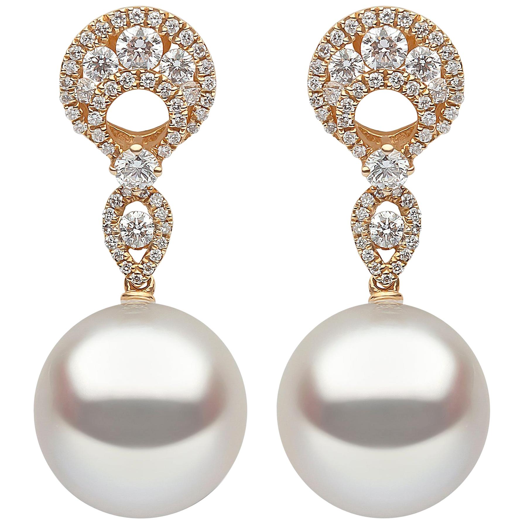 Yoko London South Sea Pearl and Diamond in 18 Karat Yellow Gold Earrings
