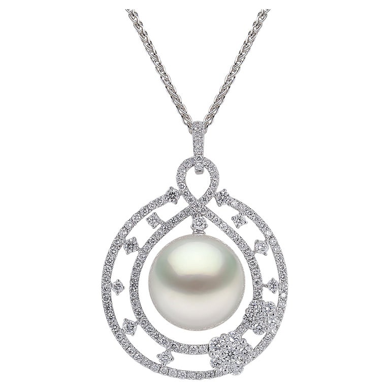 Yoko London South Sea Pearl and Diamond Necklace in 18K White Gold For Sale