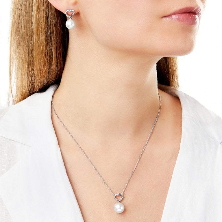 Yoko London South Sea Pearl and Diamond Pendant in 18 Karat White Gold For  Sale at 1stDibs | swarovski gabriella drop earrings
