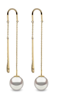 Yoko London South Sea Pearl and Diamond Pendulum Earrings in 18 Karat Gold