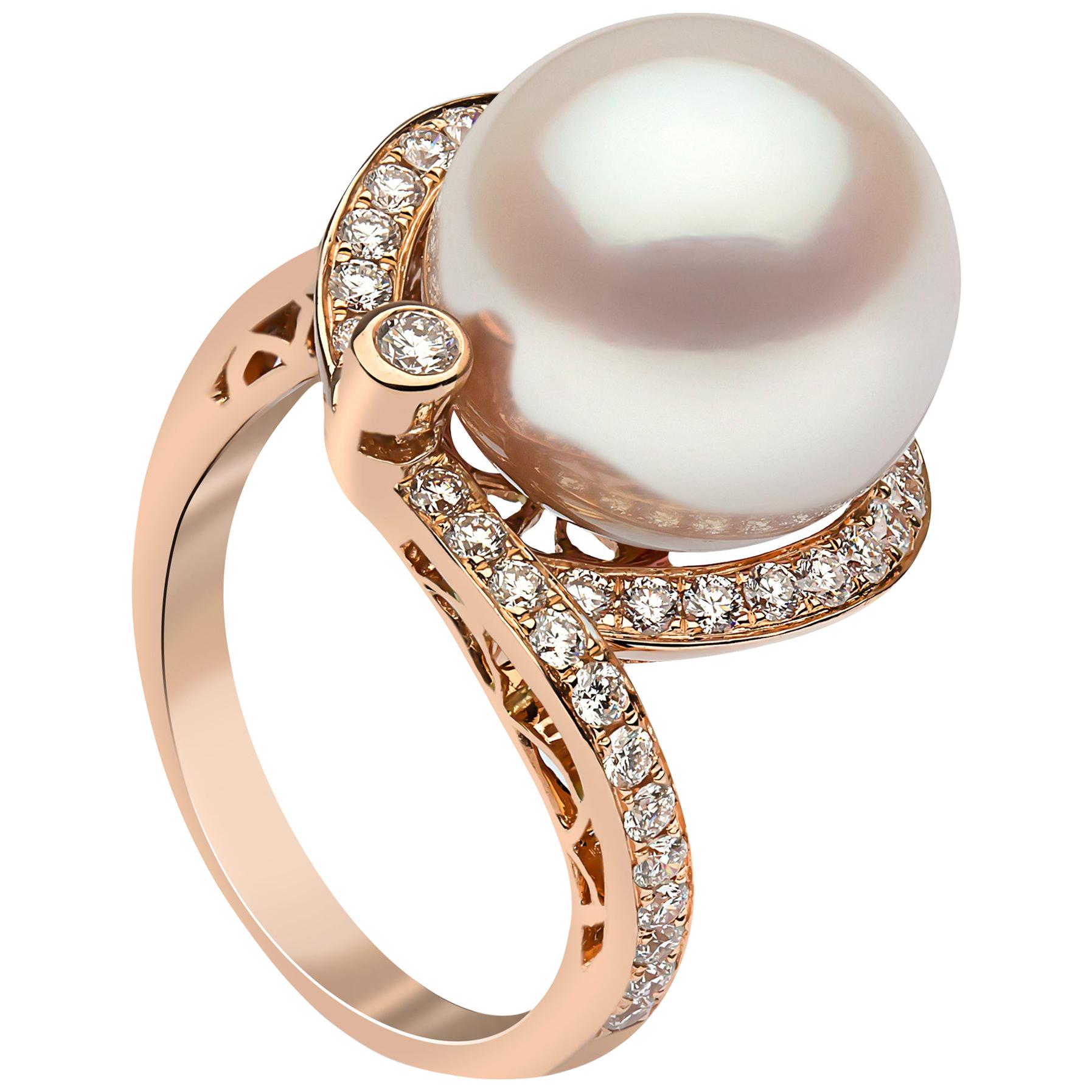 Yoko London South Sea Pearl and Diamond Ring in 18 Karat Rose Gold