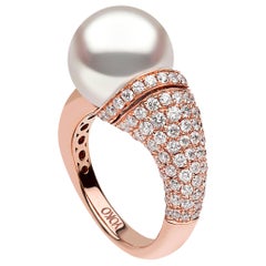 Yoko London: 18 Karat Roségold Ring mit Südseeperlen und Diamanten