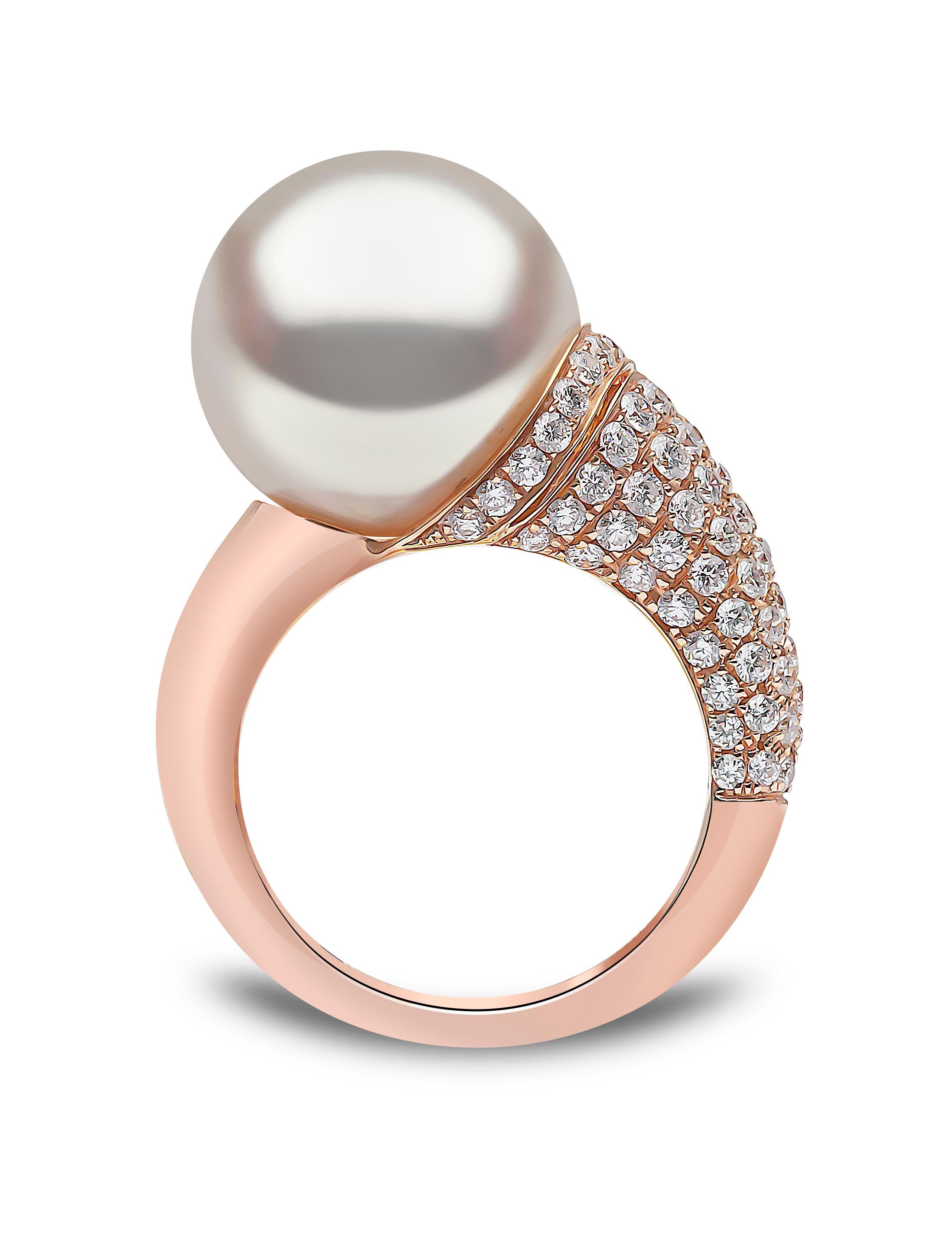 Contemporaneo Anello con perle dei mari del sud e diamanti Yoko London in oro rosa 18 carati in vendita
