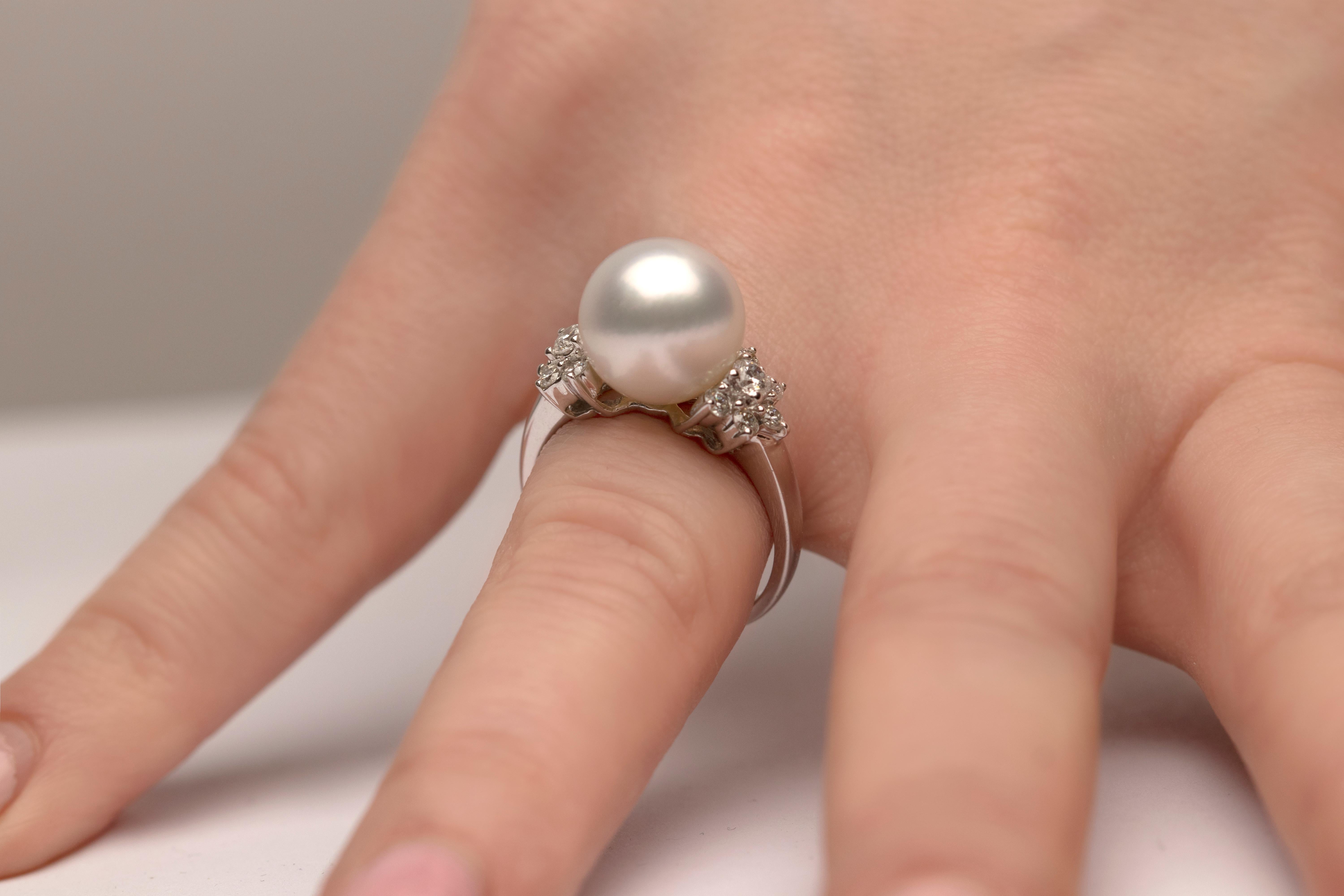 Women's Yoko London South Sea Pearl and Diamond Ring in 18 Karat White Gold