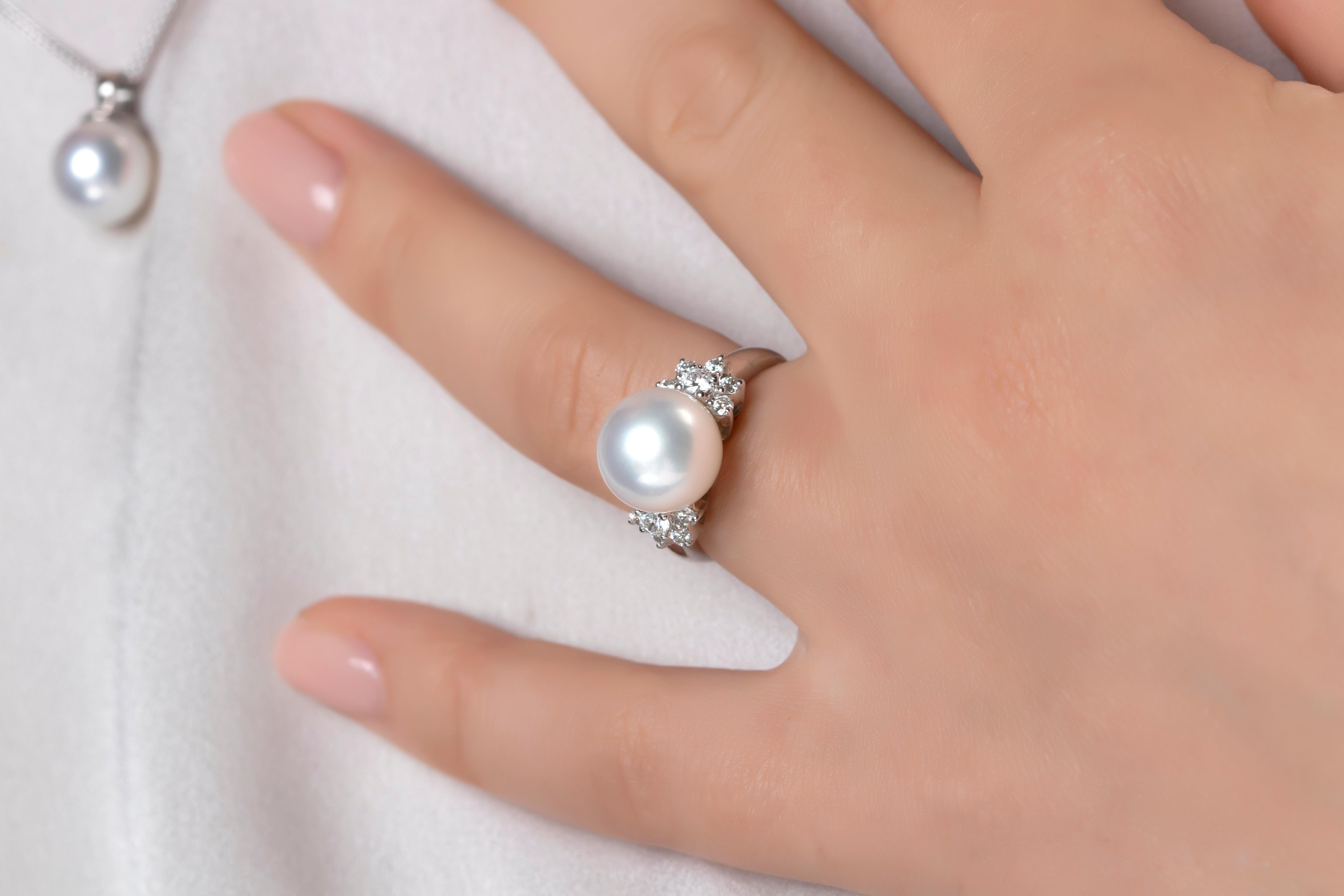 Yoko London South Sea Pearl and Diamond Ring in 18 Karat White Gold 1