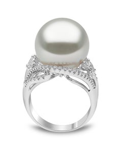 Yoko London Bague en or blanc 18 carats avec perles des mers du Sud et diamants
