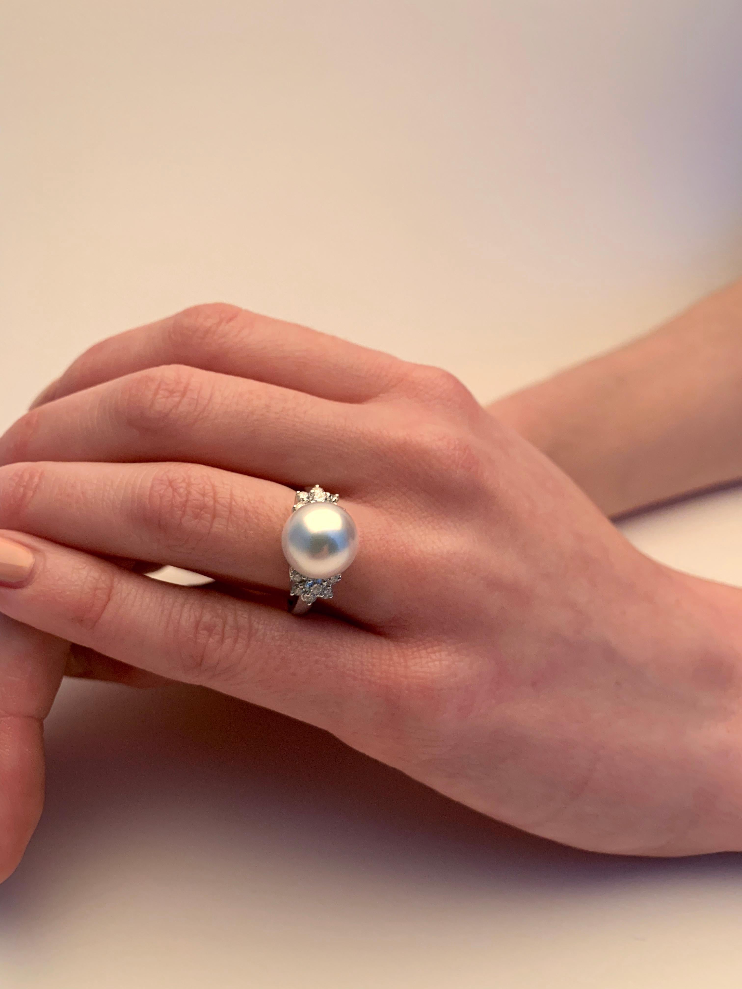 Yoko London South Sea Pearl and Diamond Ring in 18 Karat White Gold 6
