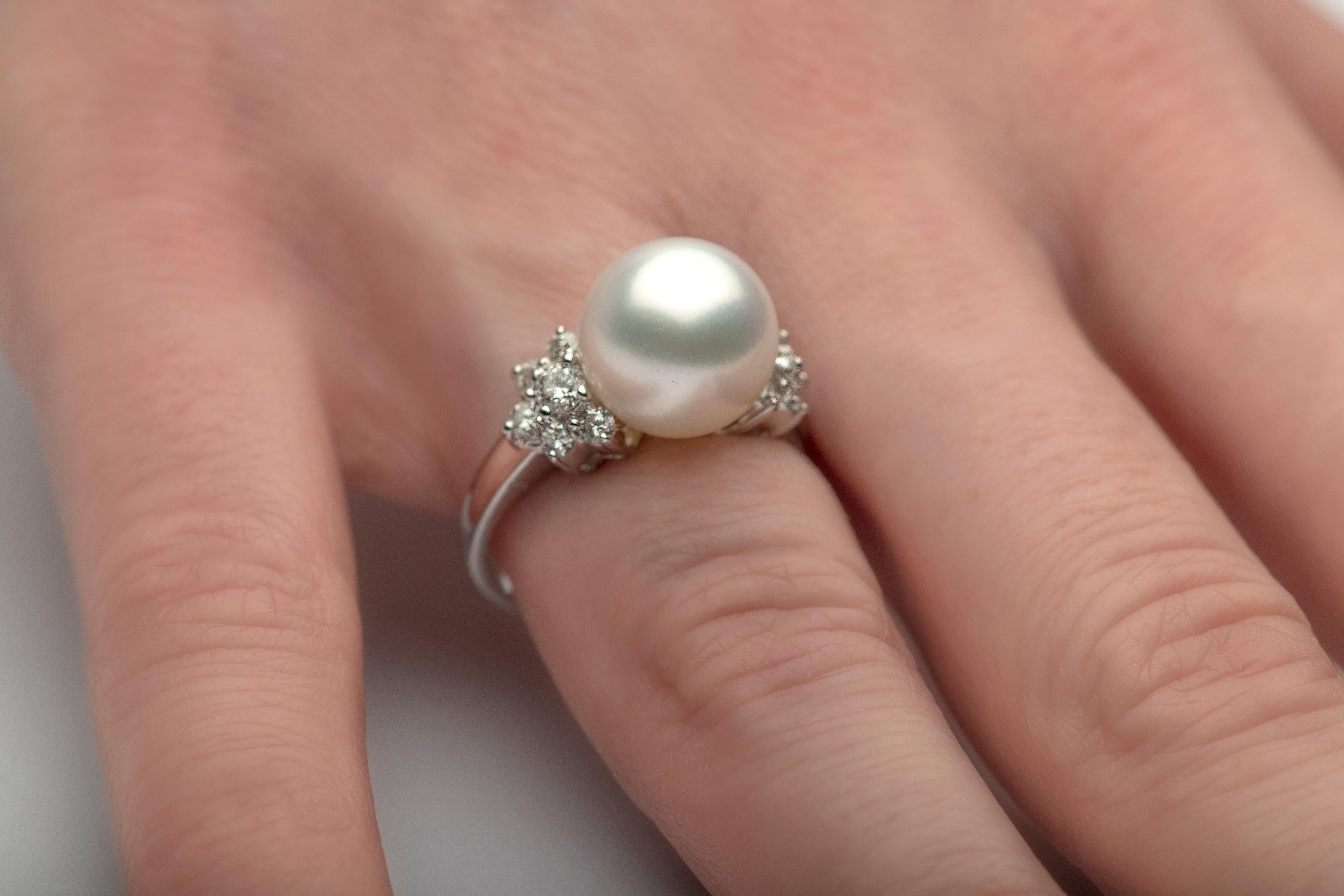 Yoko London South Sea Pearl and Diamond Ring in 18 Karat White Gold 4