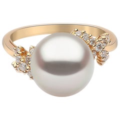 Yoko London South Sea Pearl and Diamond Ring Set in 18 Karat Yellow Gold