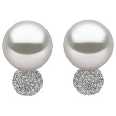 Yoko London South Sea Pearl and Diamond Stud Earrings Set in 18 Karat Gold