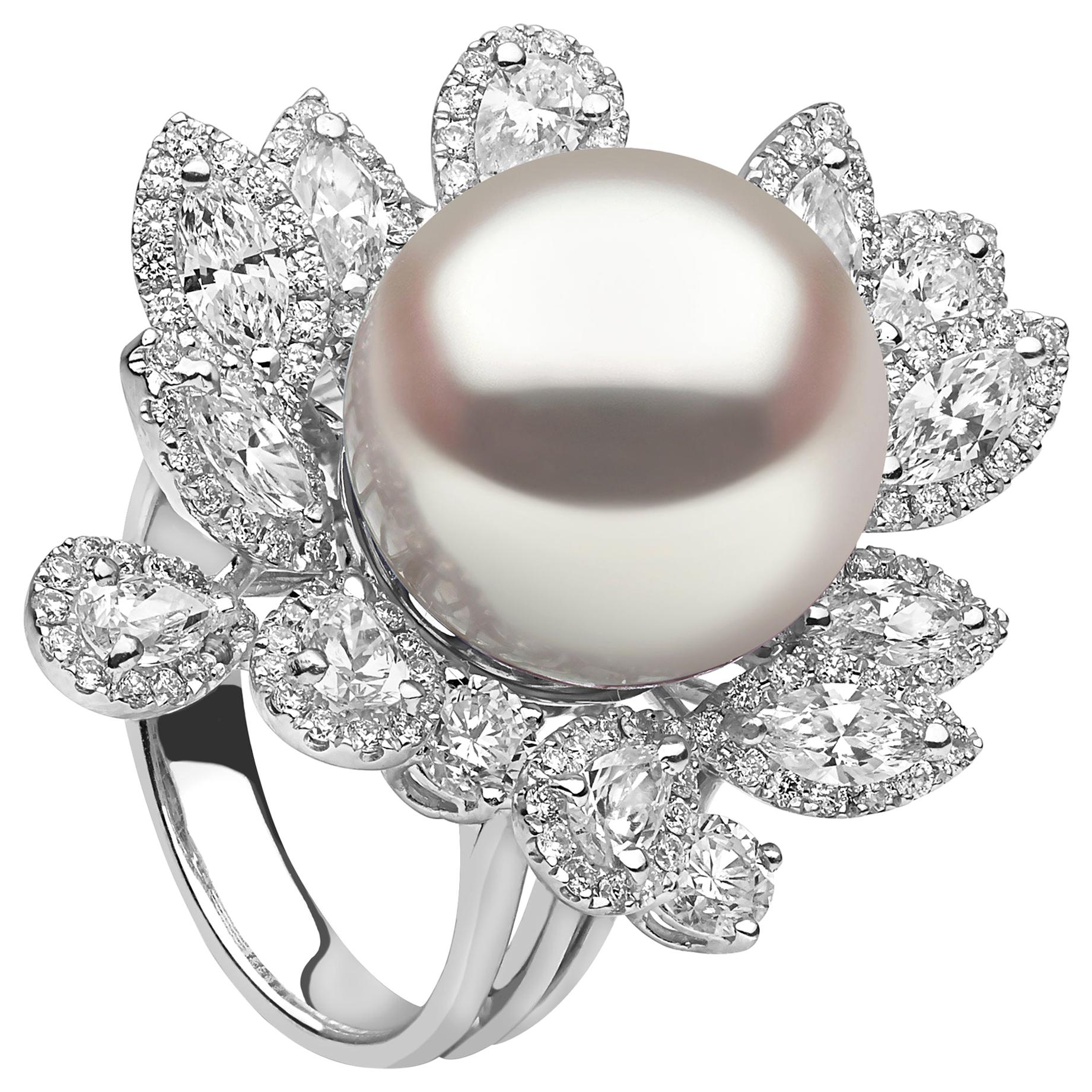 Yoko London Golden South Sea Pearl and Diamond Ring in 18 Karat White ...