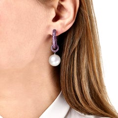 Yoko London South Sea Pearl and Pink Sapphire Earrings in 18 Karat White Gold
