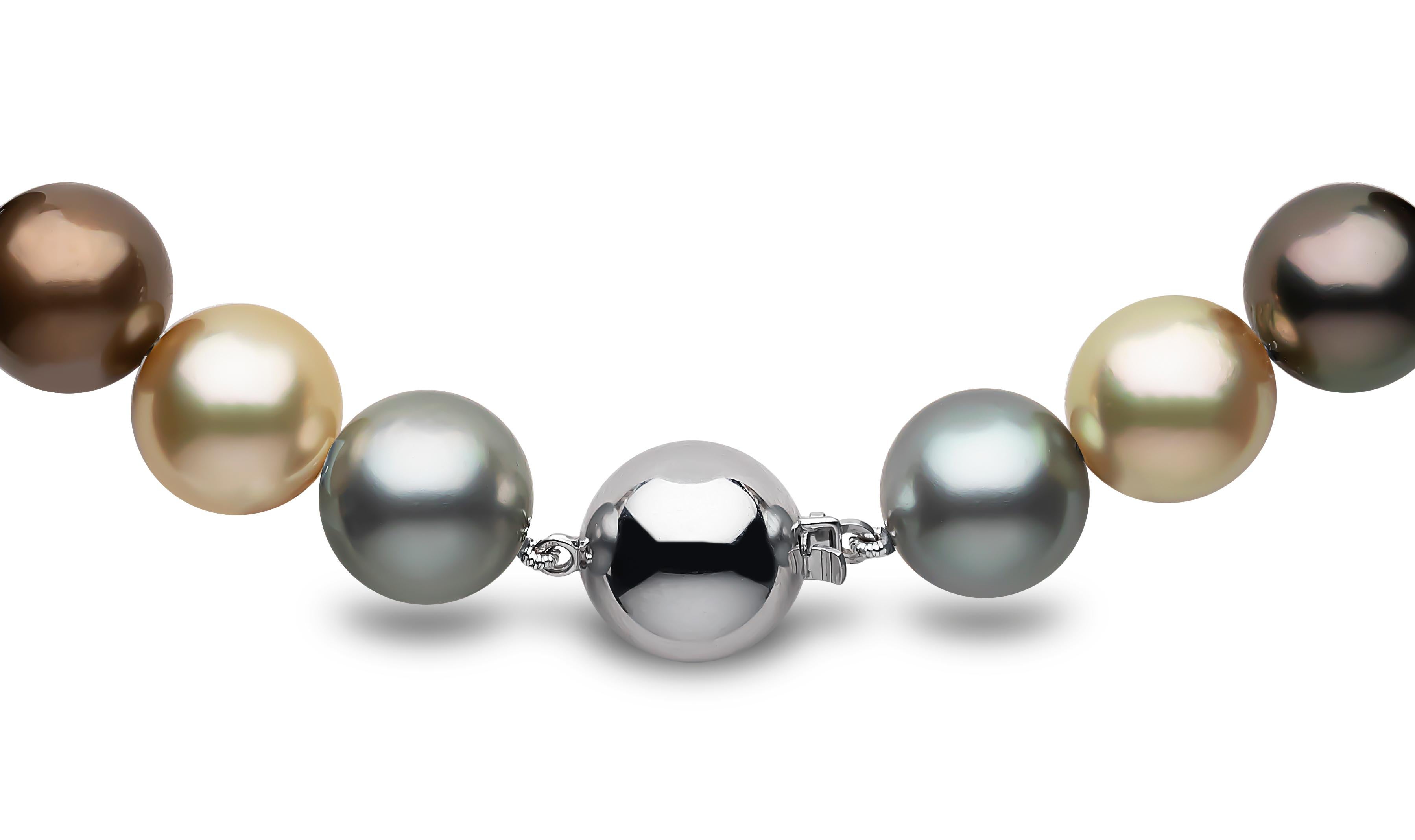 Round Cut Yoko London South Sea Pearl and Tahitian Pearl Necklace in 18 Karat White Gold