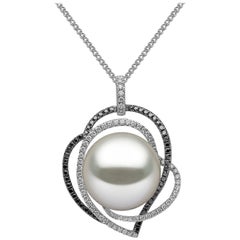 Yoko London South Sea Pearl, Black and White Diamond Necklace in 18 Karat Gold