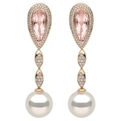 Yoko London South Sea Pearl, Diamond and Morganite Earrings in 18K Rose Gold
