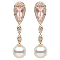 Orecchini Yoko London con perle dei mari del sud, diamanti e morganite in oro rosa 18 carati