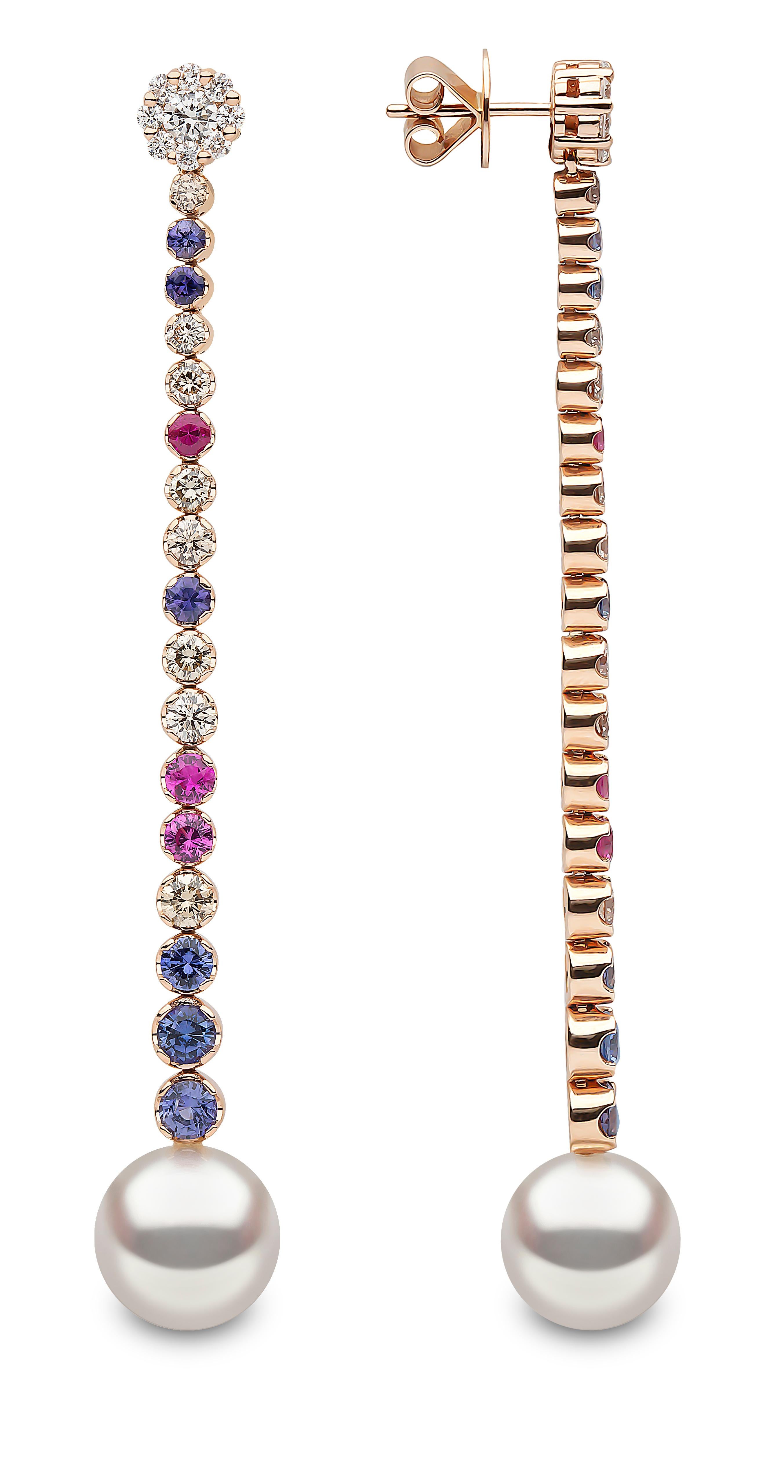 Yoko London South Sea Pearl, Diamond and Sapphire Earrings in 18 Karat Rose Gold 2