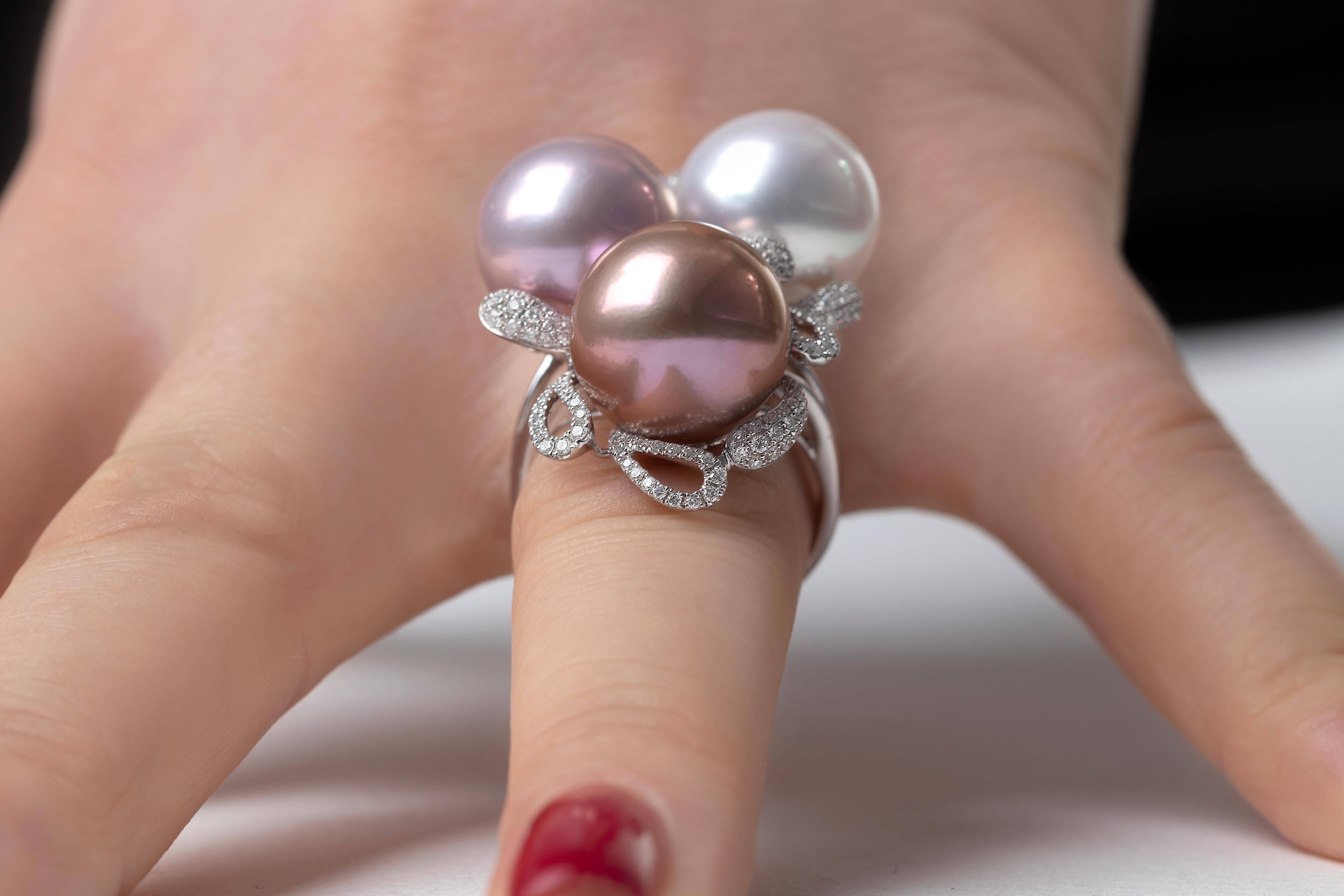 Yoko London South Sea Pearl, Freshwater Pearl and Diamond Ring in 18 Karat Gold 1