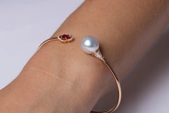 Yoko London South Sea Pearl, Ruby and Diamond Bangle in 18 Karat Rose Gold