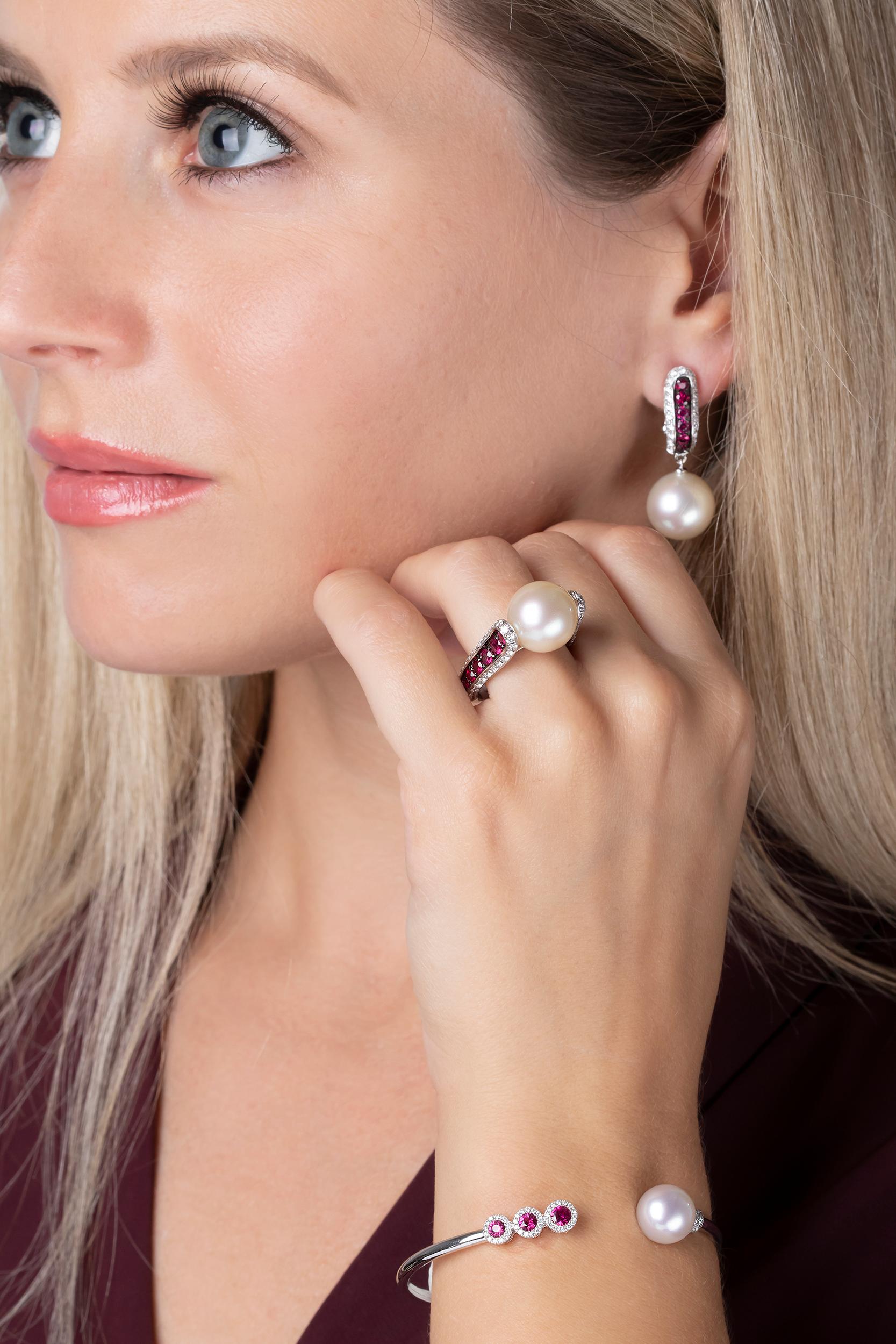 pearl and ruby earrings