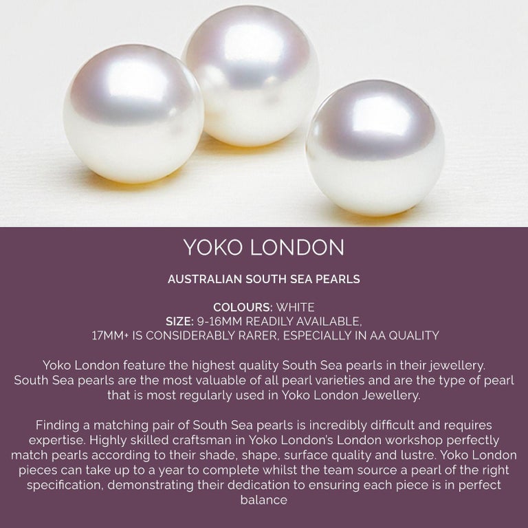 Round Cut Yoko London South Sea Pearl, Ruby and Diamond Ring in 18 Karat White Gold For Sale