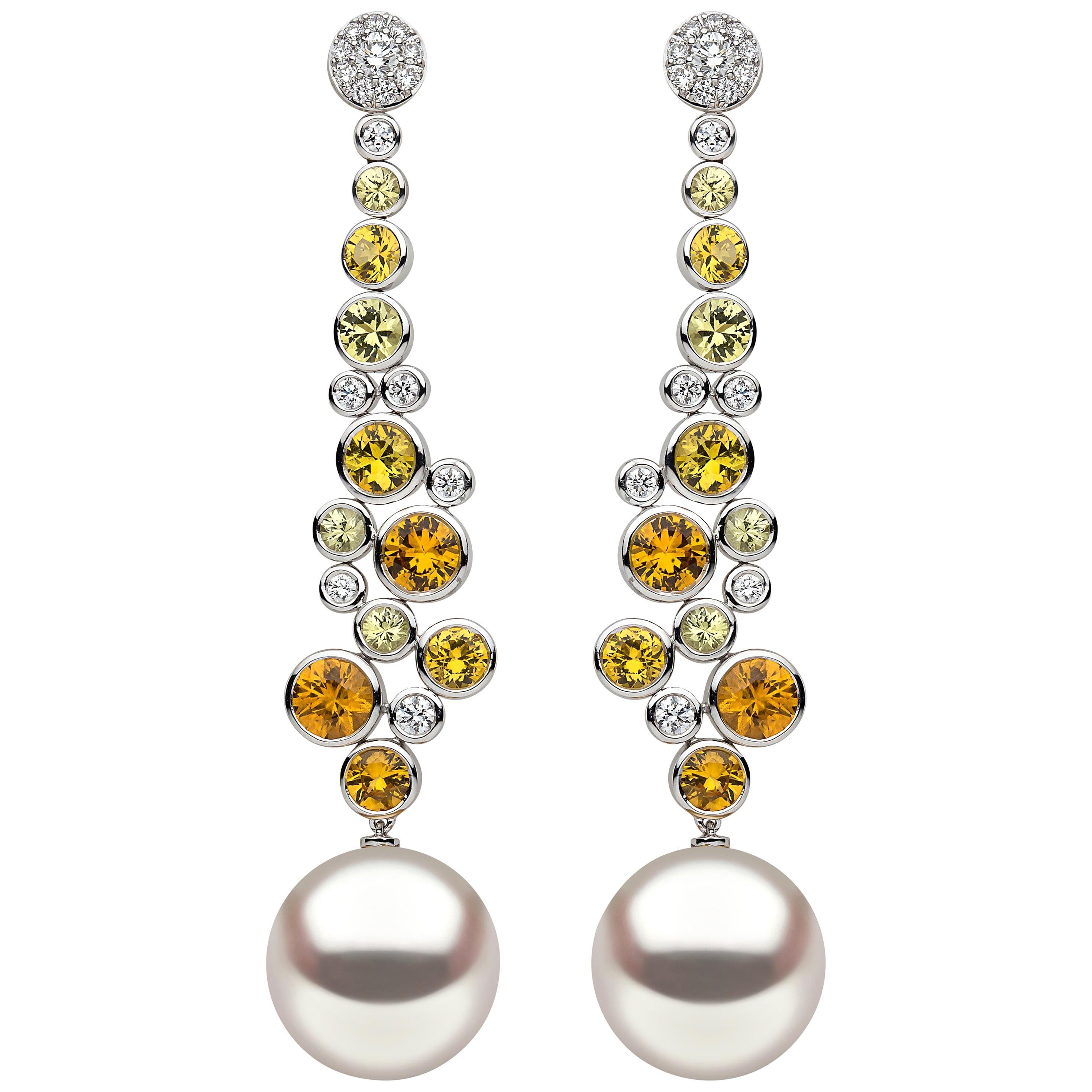 Yoko London South Sea Pearl Sapphire and Diamond Earrings in 18 Karat White Gold