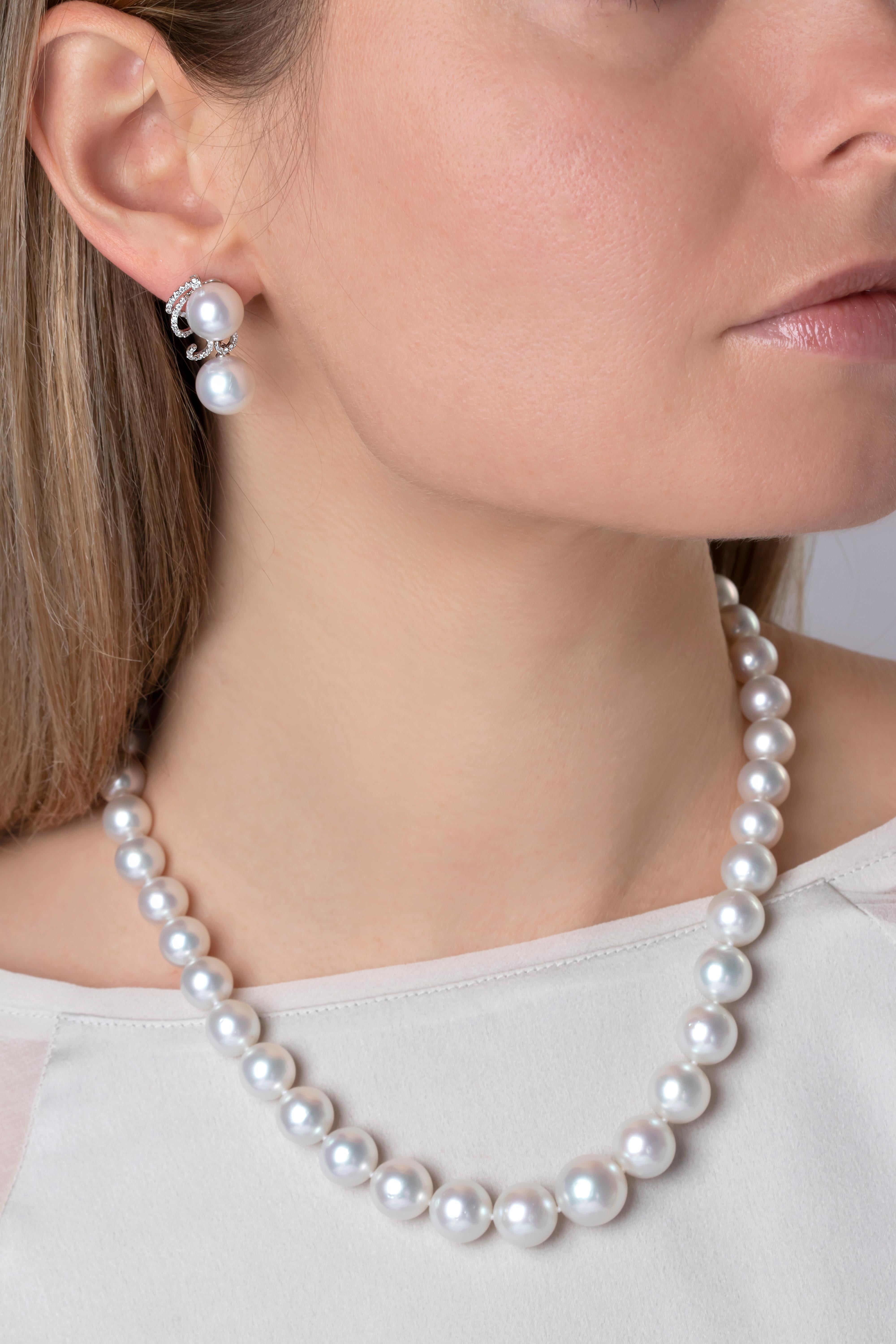 Women's Yoko London South Sea Pearls and Diamond Earrings in 18 Karat White Gold