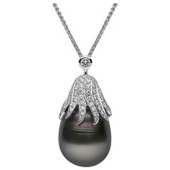 Yoko London Tahitian Baroque Pearl and Diamond Pendant in 18 Karat White Gold
