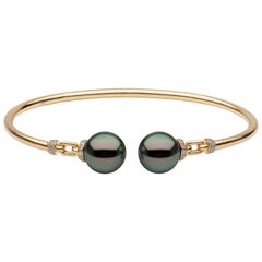 Yoko London Tahitian Pearl and Diamond Bangle in 18 Karat Yellow Gold