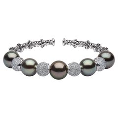 Yoko London Bracelet de perles de Tahiti et diamants en or blanc 18 carats
