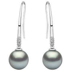 Yoko London Tahitian Pearl and Diamond Earrings in 18 Karat White Gold