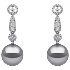 Yoko London Boucles d'oreilles en or blanc 18 carats avec perles de Tahiti et diamants